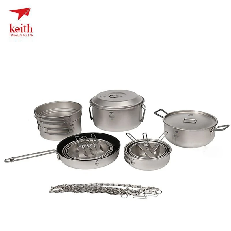 Keith Outdoor Titanium 21 in 1 Camping Tablewares Cookwares Set Camping