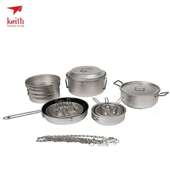 

Keith Outdoor Titanium 21 in 1 Camping Tablewares Cookwares Set Camping Hiking Picnic Cookware Cook Cooking Pot Bowl Set Ti6201