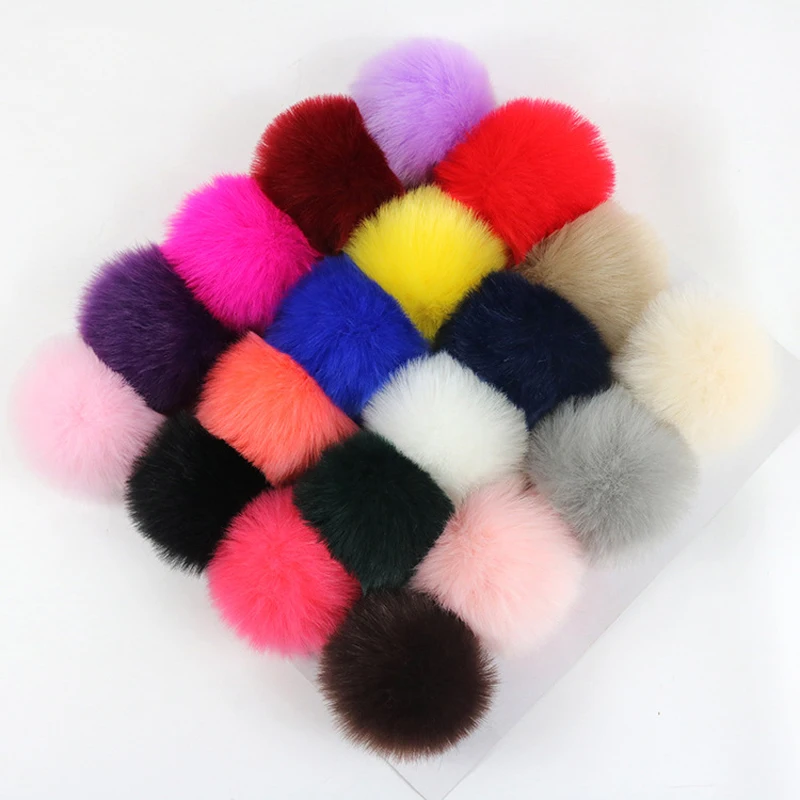 24 pcs Diy Faux Fox Fur Pompom Ball 8 cm Fluffy Pom Pom ...