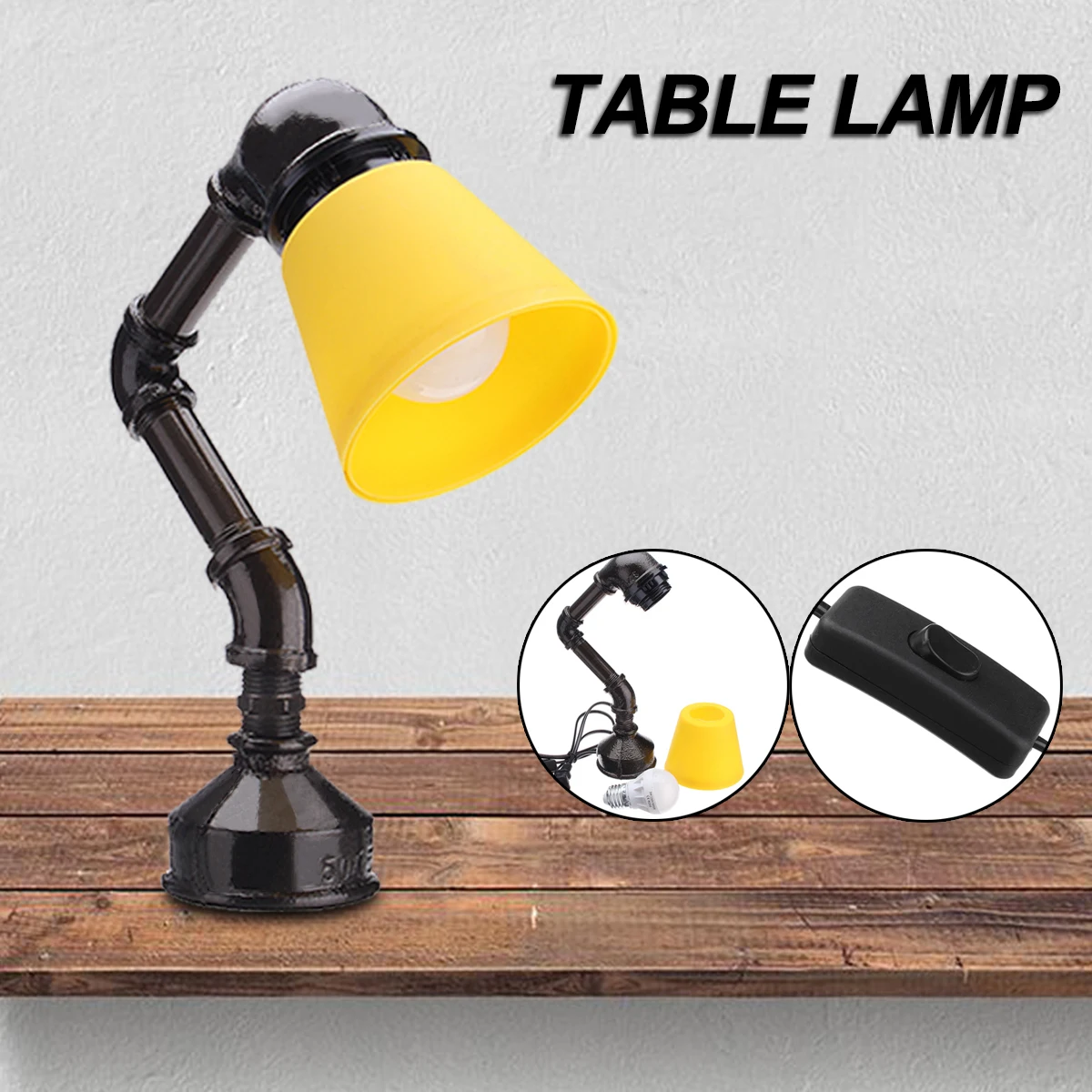 

Industrial Vintage Retro Style Water Pipe Shape Lamp Cafe Decorative Table Lamp Stand With Light Bulb Book Lights Home Decor