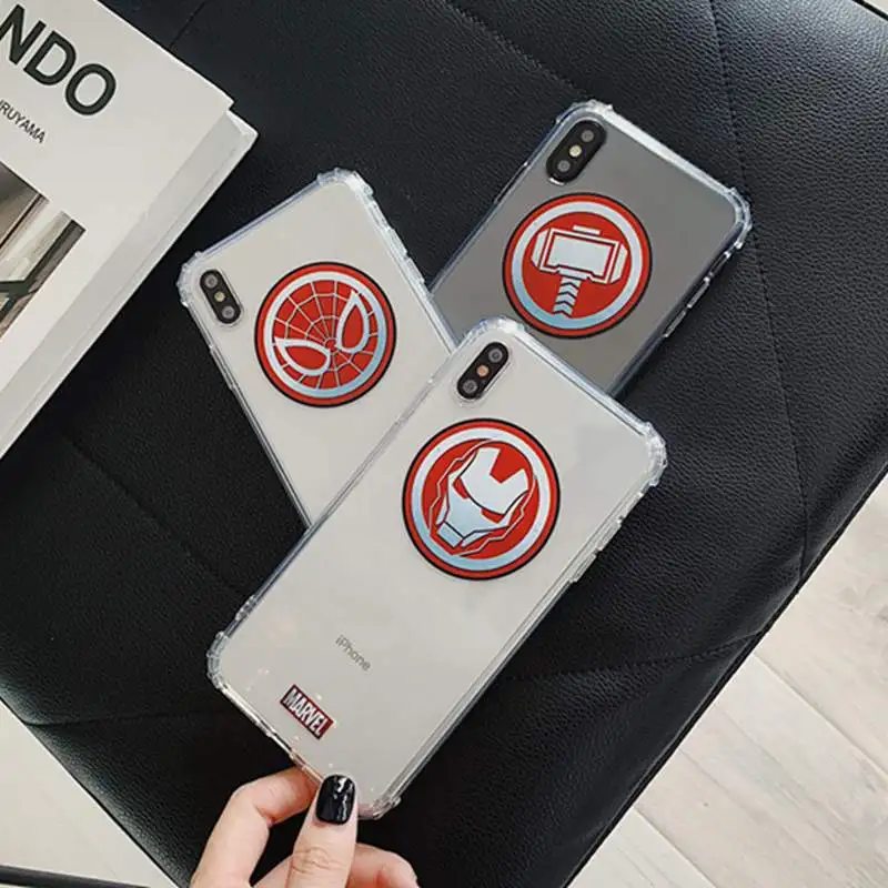 

Marvel Ironman Spiderman Case For iphone XS Max iphone XR X 10 Soft TPU Clear Shockproof Cover For iphone 6s 6 s 7 8 plus XR