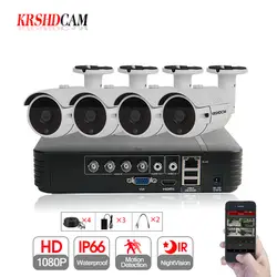 KRSHDCAM 4CH CCTV Системы 1080 P AHD 1080N CCTV DVR 4 шт. 3000TVL Водонепроницаемый Открытый безопасности Камера Дома Видеонаблюдения XMEYE