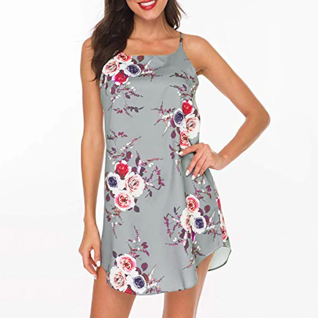 New Women'S Clothing Dress Ladies Sleeveless Casual Print Strap Dresses Summer Casual Home Outdoor Mini Sundress #BL0