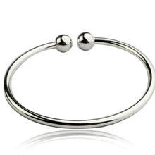 Лидер продаж, женские 925 пробы, серебряные классические гладкие браслеты, открытые браслеты-манжеты и браслеты, ювелирные изделия, браслеты из S-B14