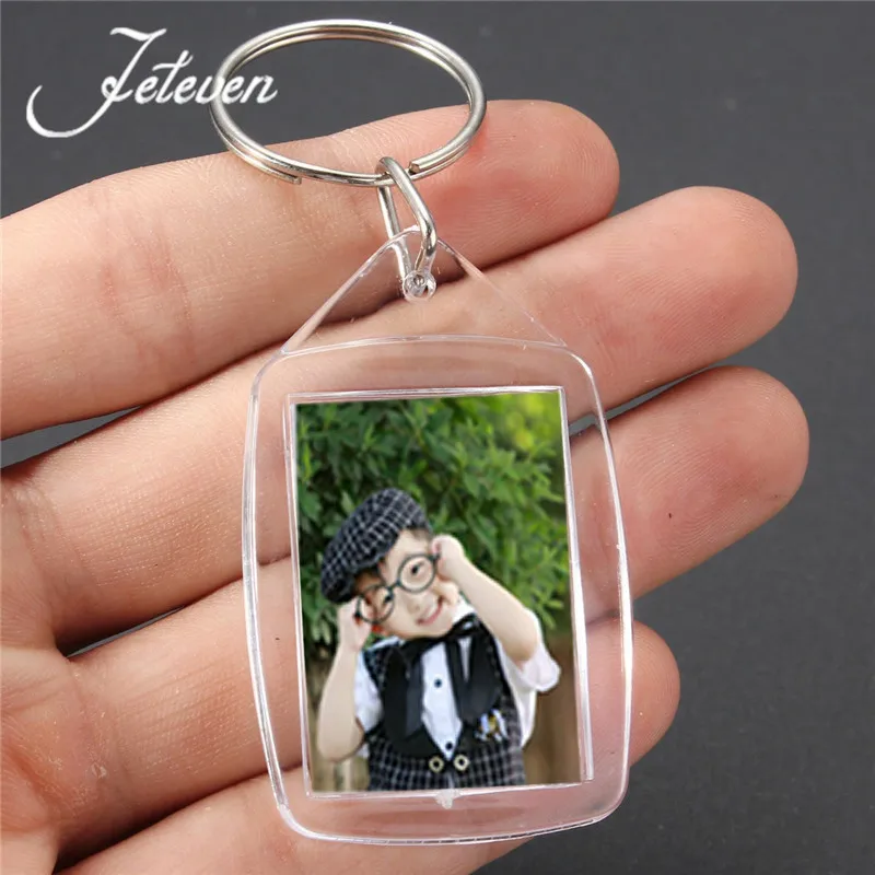 

5pcs Rectangle Clear Acrylic Blank Frame Keyring Insert 35x24mm Photo Picture Keychain DIY Split Ring Key Chain Jewelry Gift