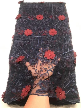 

Onion Latest African Lace Fabric High Qulaity African Bridal Handmade Beads Lace Embroidery Lace Trim For African Dress A19B3