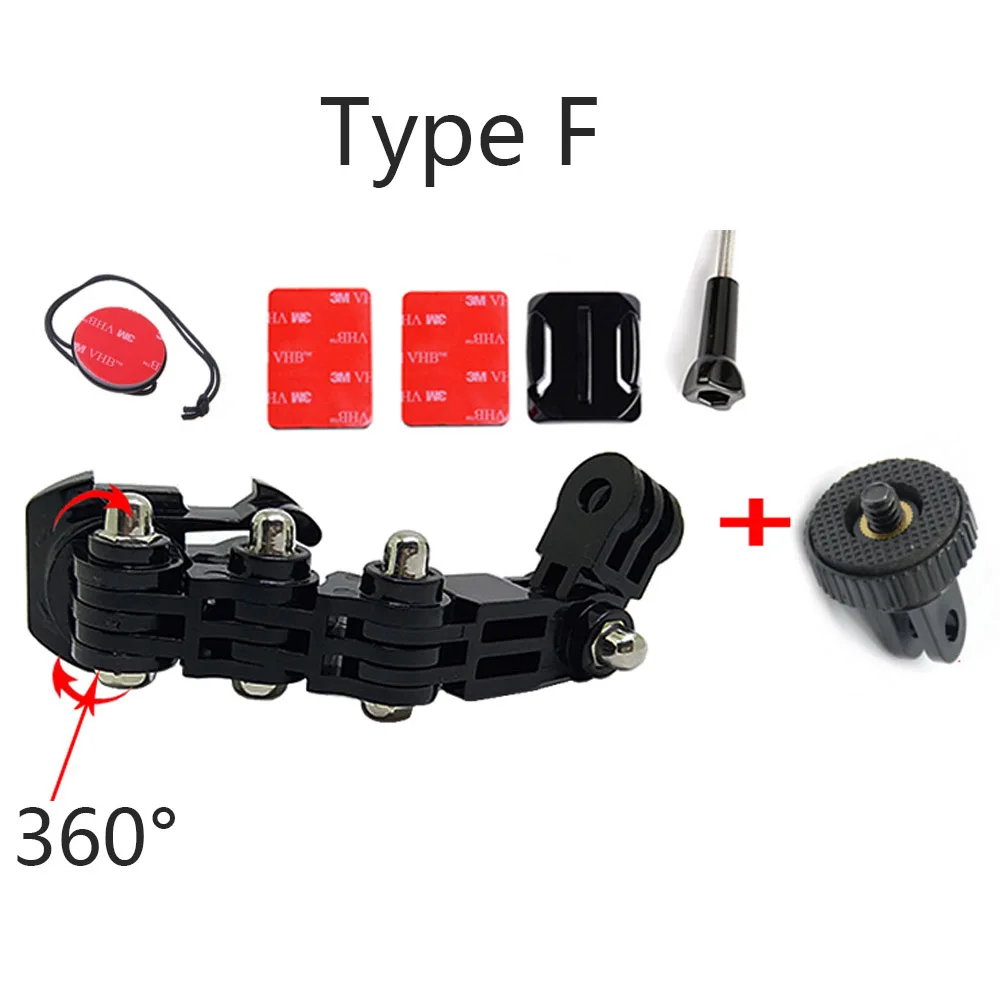 TUYU 4 способа поворотный стол Пряжка крепление база мотоциклетный шлем кронштейн для SJ4000 Xiaomi Yi 4K GoPro HERO 6 5 4 Session eken H9 H6S - Цвет: Type F