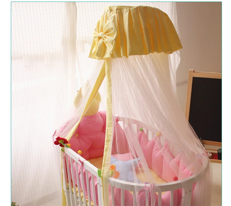 Дворцовая стильная детская кровать с противомоскитной сеткой, круглый верх, колыбель для новорожденных, москитные сетки, бант, Декор, детская кровать, навес, 2 типа, tenda infantil