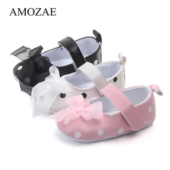 

Summer Newborn Infant Toddler Cute Shoes Baby Girl Bow Dot Princess Shoes Anti-slip indoor First Walker For 0-18 Months