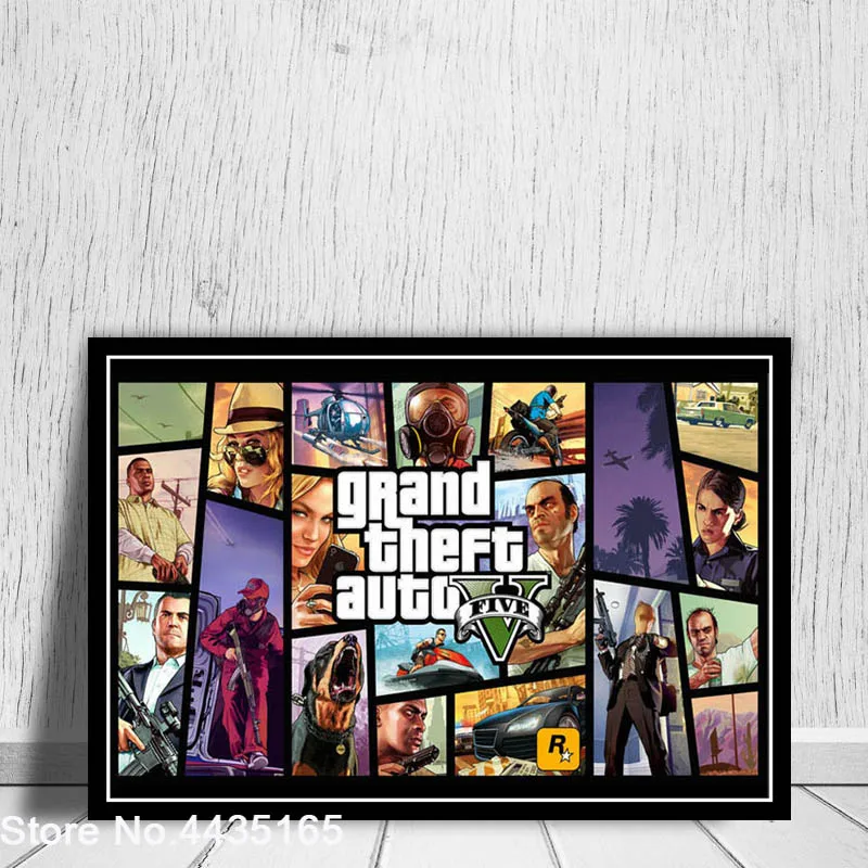 Grand Theft Auto V видео игры GTA 5 художественный плакат печать на холсте настенная живопись для гостиной домашний декор плакаты и принты - Цвет: Лиловый