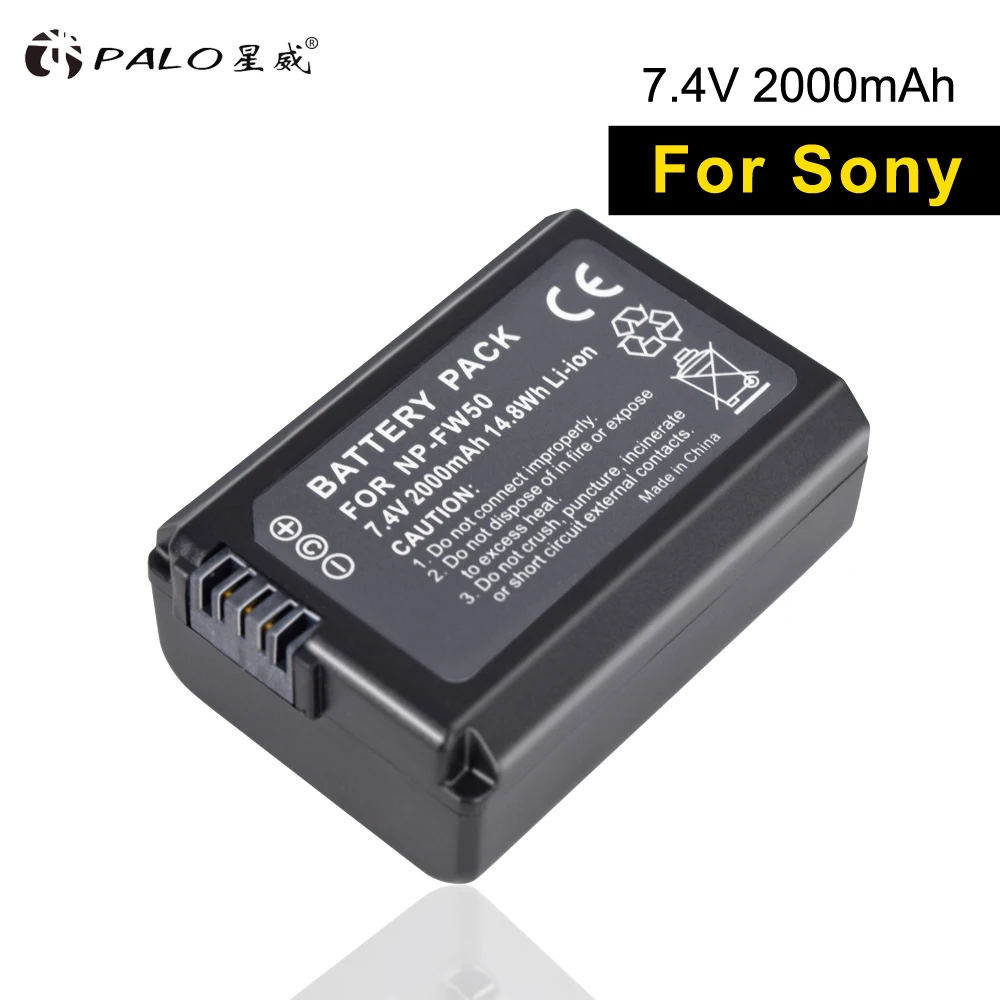 

PALO 1Pcs 2000mAh NP-FW50 NP FW50 digital camera Battery for SONY A7M2 A7R A6500/5100/6300/3000 RX10 II RX10 III NEX-F3 A7S 3N/5
