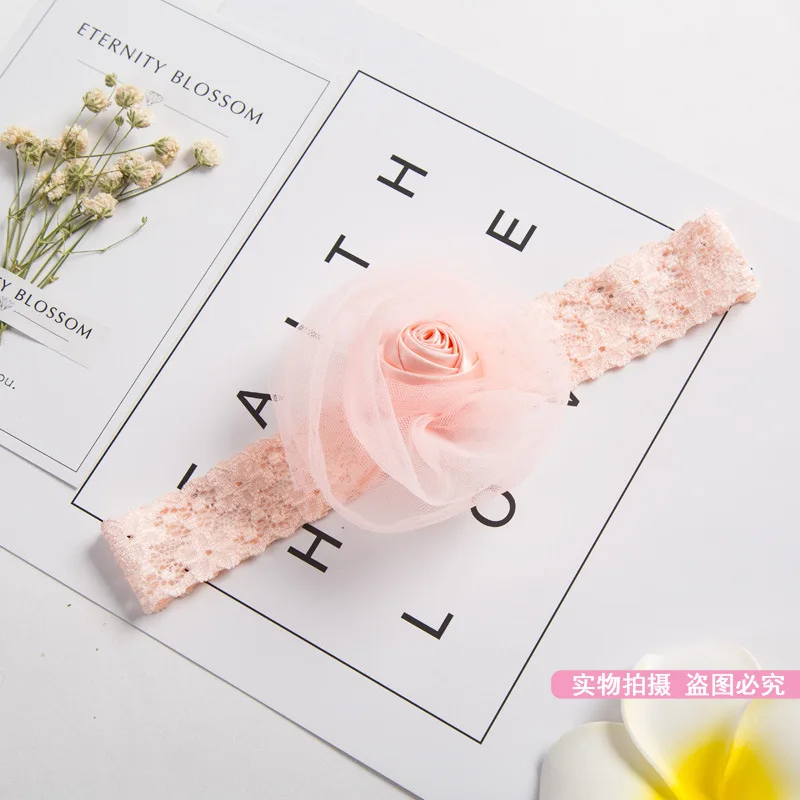 

beautiful nice elastic baby head use headbands for kids floral ornaments newborn party wearing mesh headdress for child YT-42