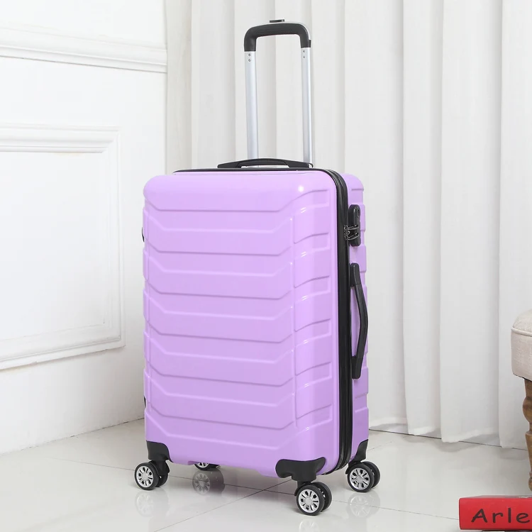ABS+ PC Спиннер на колесиках, чемодан для переноски на колесиках, Дорожный чемодан на колесиках, 20/24 дюймов, серебристая модная кабина, багаж на колесиках - Цвет: purple