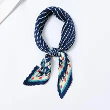 Yishine Dots в полоску принты женский Шелковый плиссированный шарф Crinkle Foulard маленькая Шея бандана крошка квадратный головной убор новое украшение