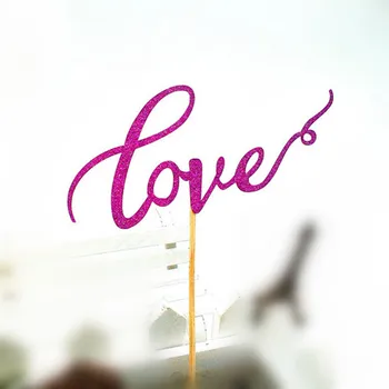 

10pcs/lot Wholesale Love Cake Flag Topper Multi Colors For Wedding Birthday Party Supplies