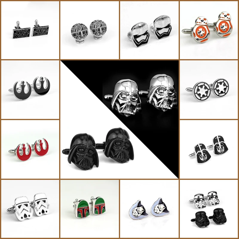

Darth Vader Star Wars Alloy Cufflinks for Man's Shirt Cuff Links Jewelry Gentleman Accessory Christmas Gift Can Dropshipping