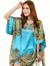 Summer Sexy Silk Nightgown Sleepshirts Women Short-sleeves Plus Size Sleepwear Lounge Casual Satin Silky Nightwear Female Dress