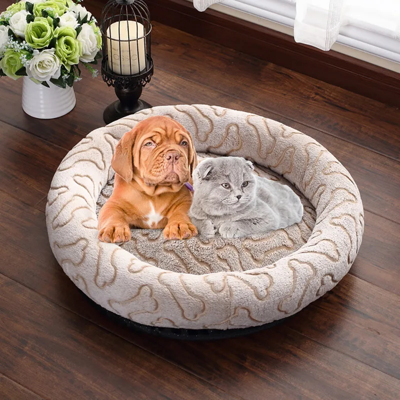 Круглый зима теплый кровать собаки Pet дом мягкая собака прекрасный мягкий домик