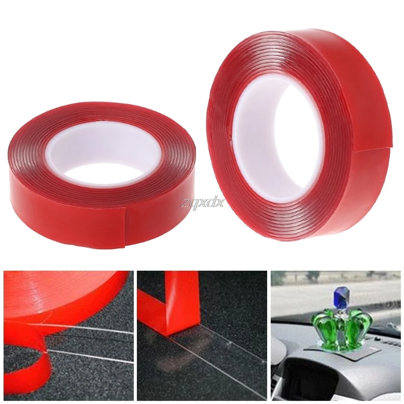

2M Red Double Sided Adhesive Tape High Strength Acrylic Gel Transparent Car Fix Z07 Drop ship