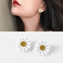 Новое поступление, женские классические серьги-гвоздики в виде цветка, простые белые серьги-ромашки, модные ювелирные изделия, Женские аксессуары, подарки для девочек, Brincos