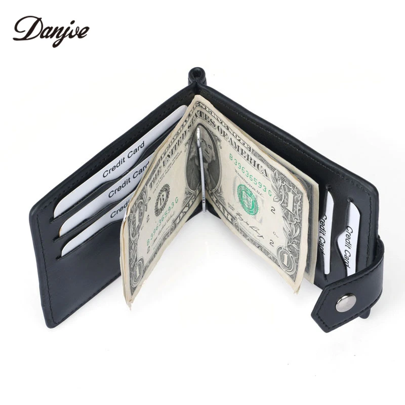 Men Women Cash Dollar Money Clip Crazy Horse Leather Slim Magnet ID Card Wallet