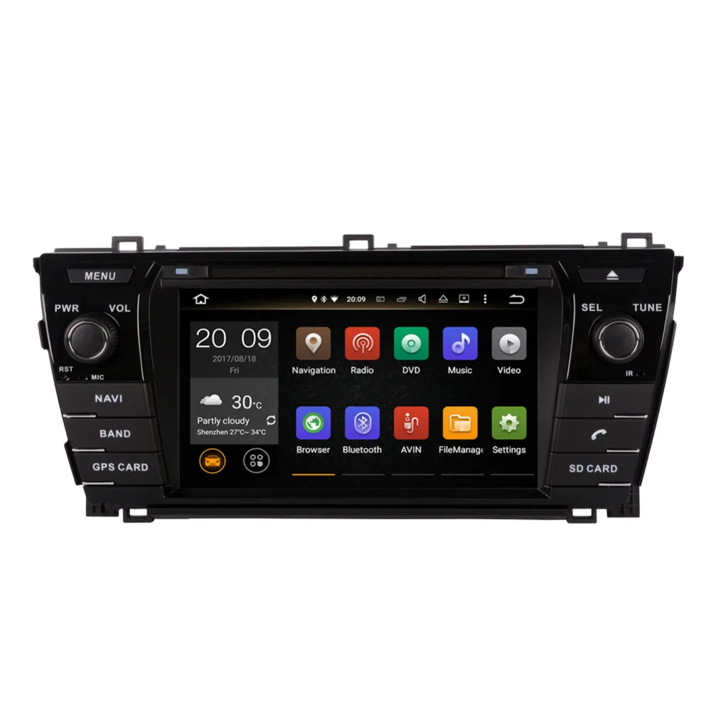 Best Android 8.0 Octa Core 4GB+32GB Car PC Radio Stereo Head Unit For Toyota Corolla 2013- Left Hand Driving GPS Navigation Bluetooth 1
