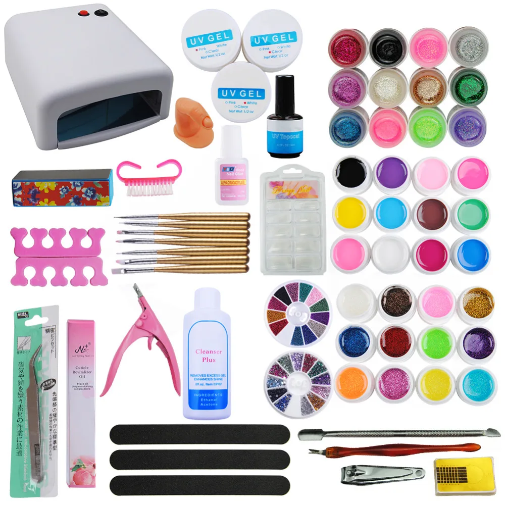 

COSCELIA 36W UV Lamp For Nail UV Gel Polish Kit With Lamp UV Gel Set Top Coat Primer Nail Art Brush Manicure Pedicure Tools Kit