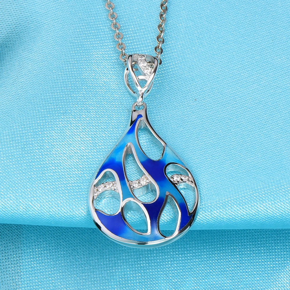 WindJune Authentic silver Enamel Pendant For Women Necklace Chain 925