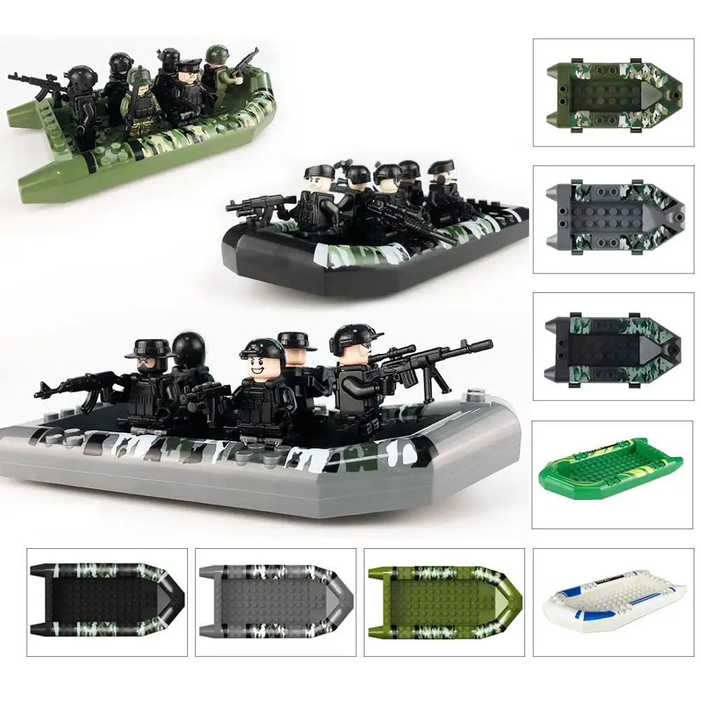 

Elements Brick Parts Military Boat Lifeboat 62812 Large and 30086 Small Rubber Raft Hovercraft Classic Piece Building Block Toy
