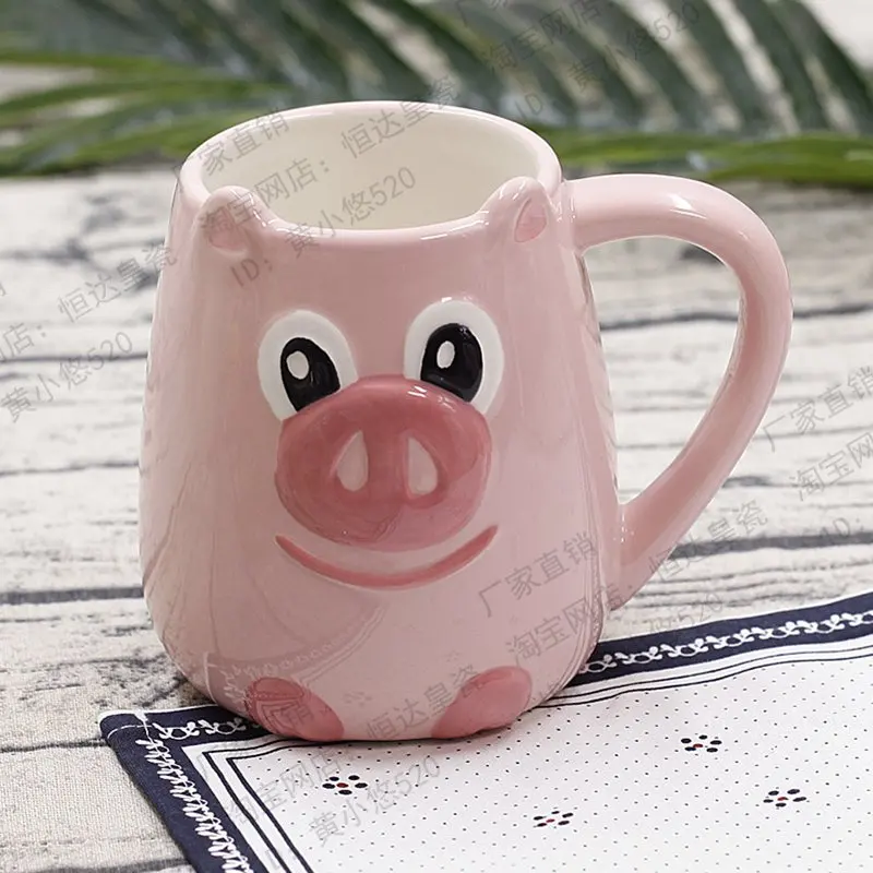 Креативная кофейная кружка с розовой Свинкой, 350 мл, милый мультяшный керамический молочный чай, чашка для девочки, подарок на день рождения, Рождество - Цвет: 2