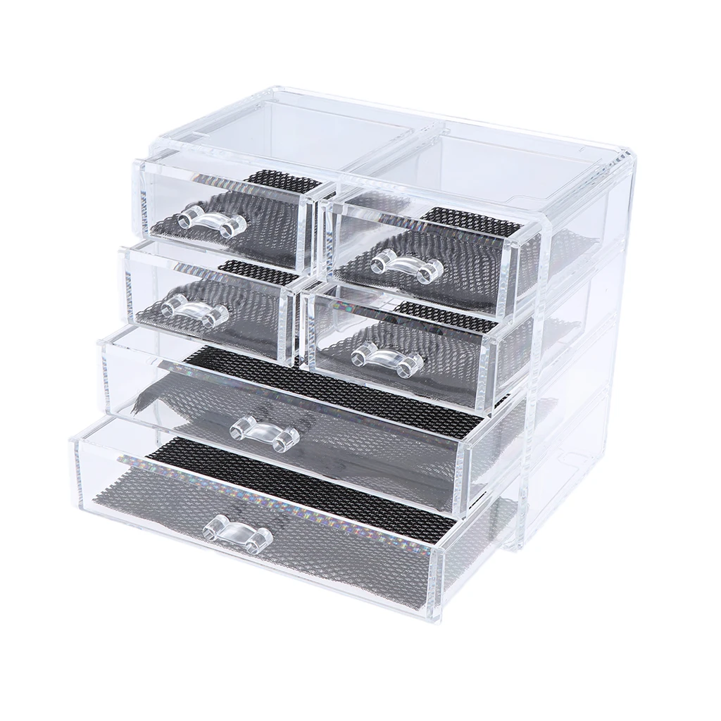 Large Acrylic Makeup Drawer Organizer Jewelry Nail Art Tools Storage Display Case Space Saving