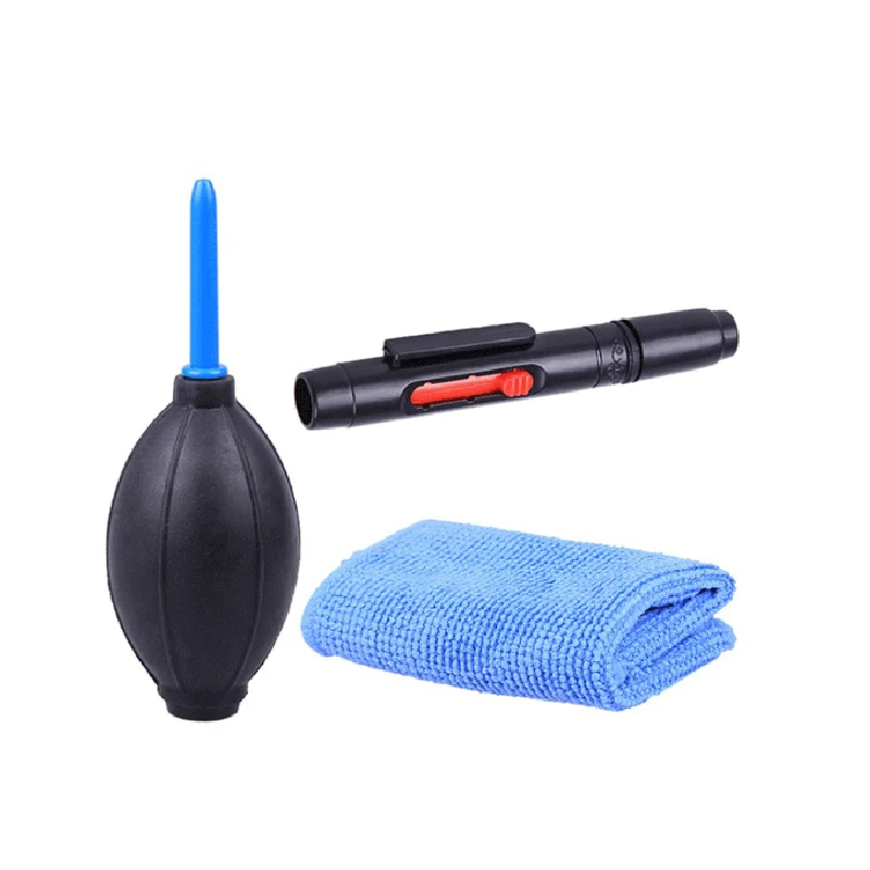 

High Quality Portable 3 in 1 Lens Brushing Cleaner Dust Pen Camera Air Blower Cloth Cleaning Kit For DSLR soplador de aire