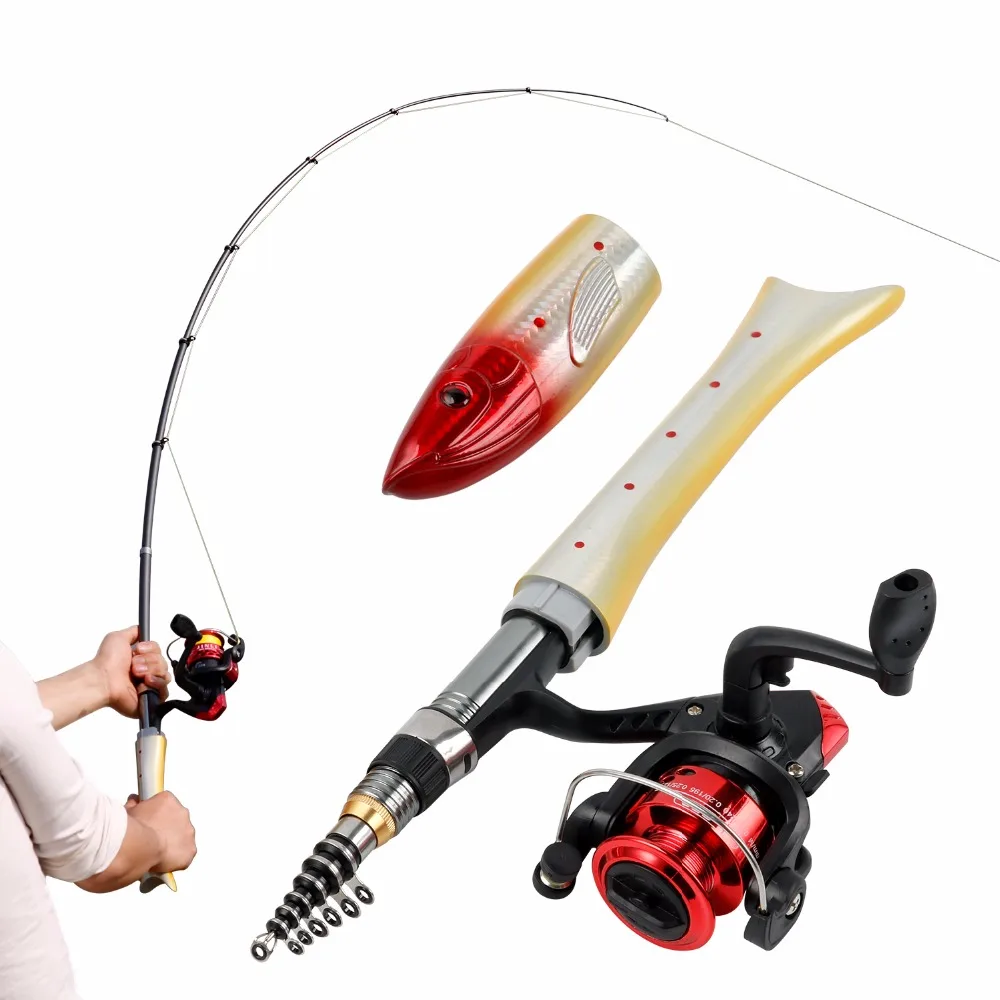 Sougayilang 1.6m Mini Fishing Rod Fish Shaped Rod Carbon Telescopic