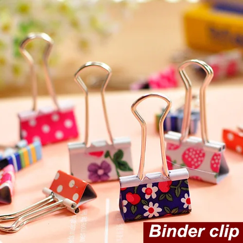 

48 Pcs/lot Flower Pattern Metal Binder Clips Pasta Color Escolar Stationery kawaii zakka Office Material School Supplies 6458
