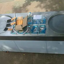 Машина для приготовления жареного мороженого из нержавеющей стали, 220 В, 45 см, Холодильный шкаф, 110 В, машина для жарки льда с коробкой r410a