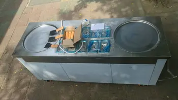 

door to door ship stainless steel 220v fried ice cream machine 45cm pan cooling cabinet 110v fry ice pan machine with box r410a