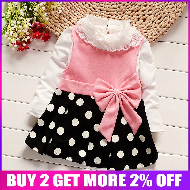 

BibiCola Baby Girls Tutu Dresses Suit Toddler Kids Long Sleeve Girls Spring Princess Dress Bebe Party Clothing For Girls
