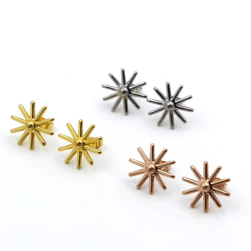 

Earrings Rose Gold Color flower Elements stainless steel Stud Earrings Wedding earrings for women fashion new design earrings