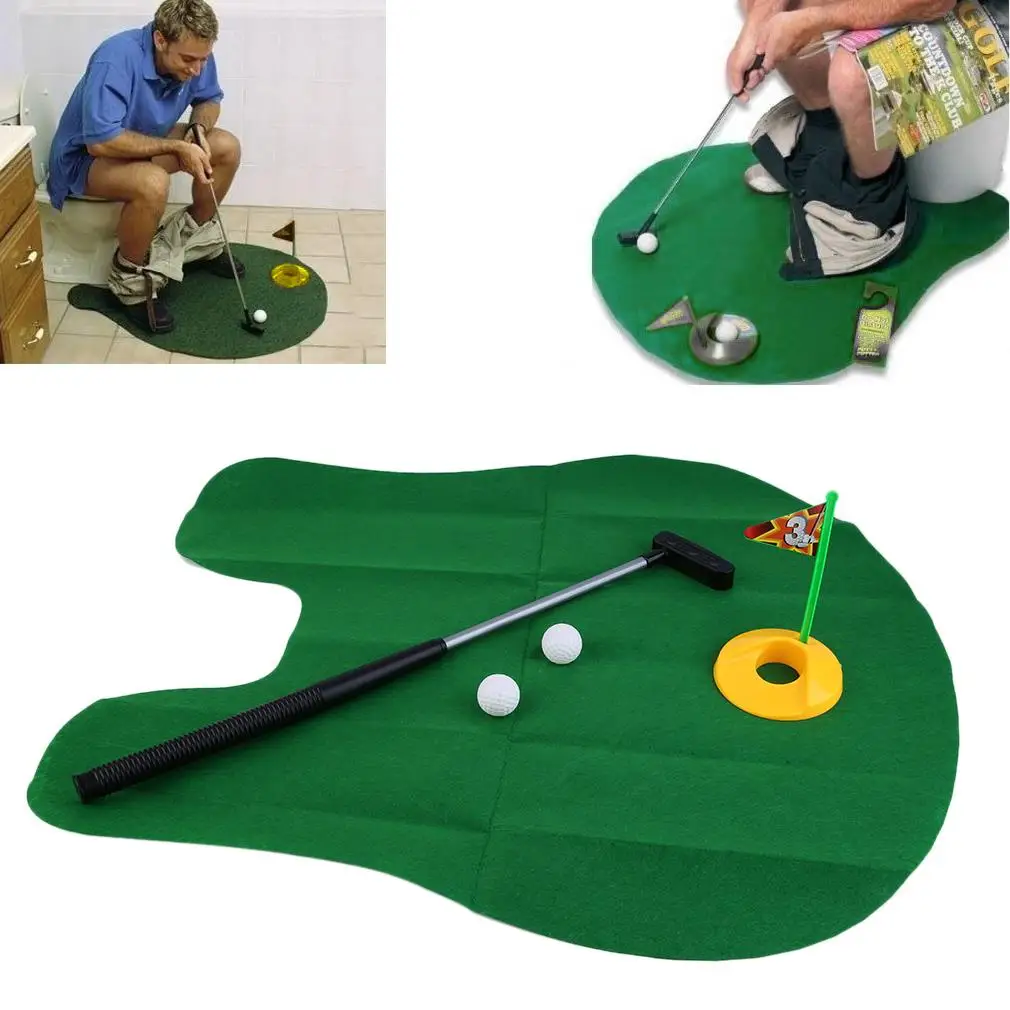 Potty Putter Toilet Golf Game Mini Golf Set Mini Toilet Golf Game Novelty Gag Gift Toy Mat Funny toys New arrival