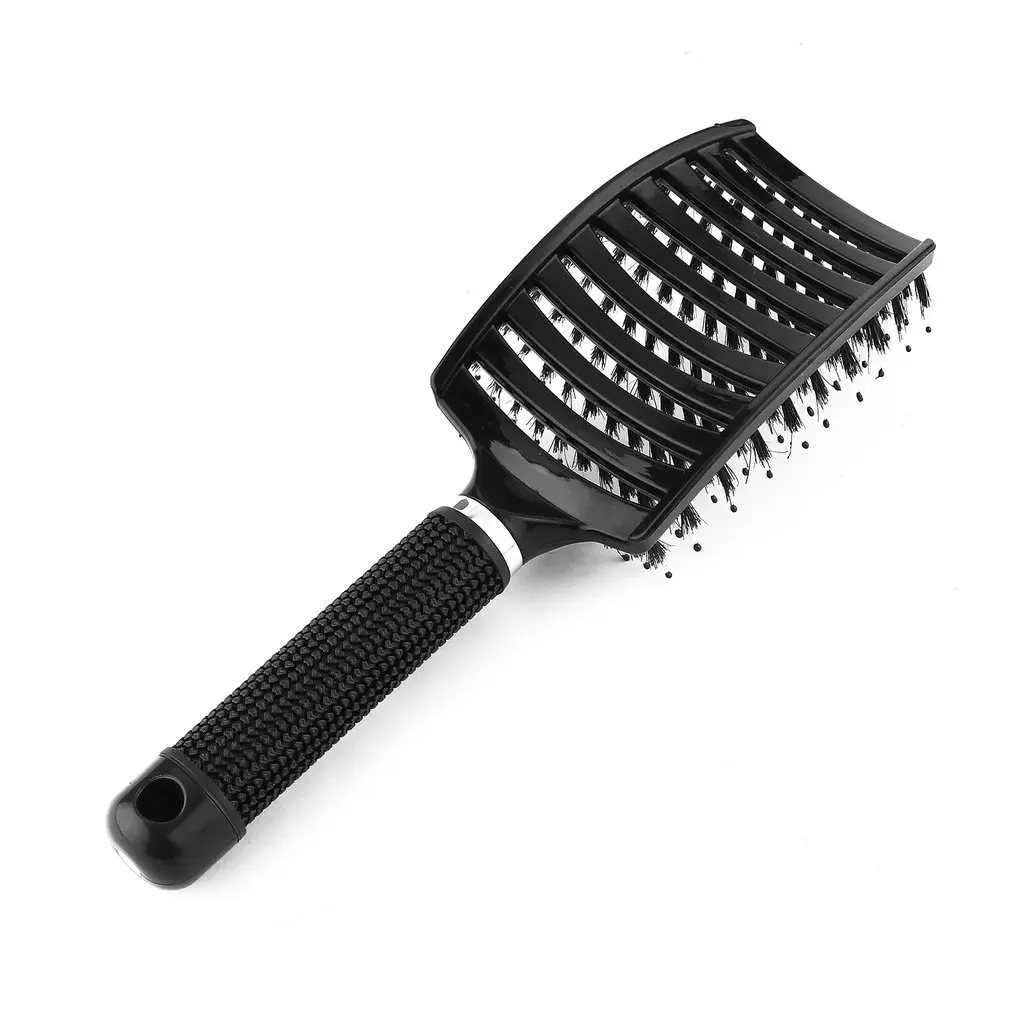 Ceramic Straightening Comb Double Sided Brush Clamp Hair Hairdressing Natural Fibres Bristle Hair Comb Hairstylig Tool