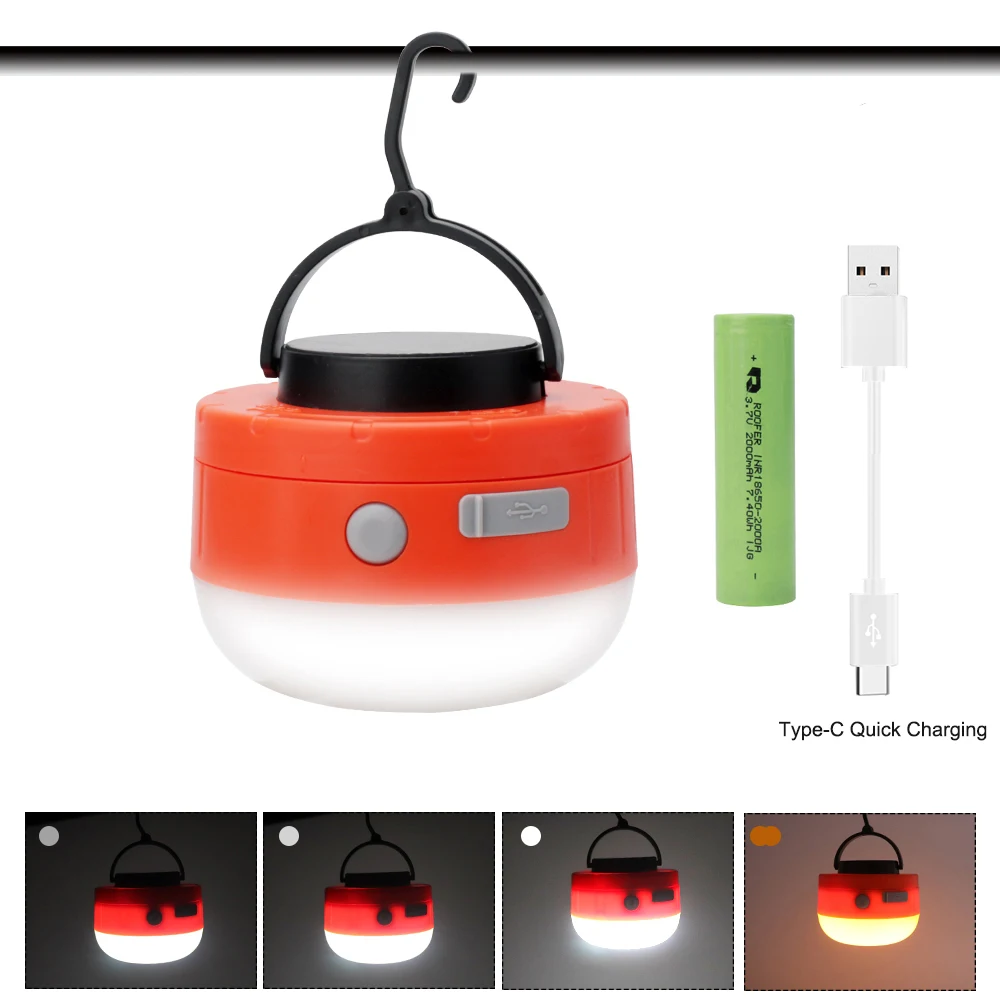 Портативный светодиодный фонарь BORUiT для кемпинга USB зарядка Type C быстрая