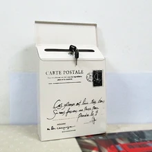 Caja de correo de hojalata Vintage de moda, cubo, buzón de correo de hierro forjado rústico, cajas de periódico DIY, accesorios de fotografía con cerradura. D190