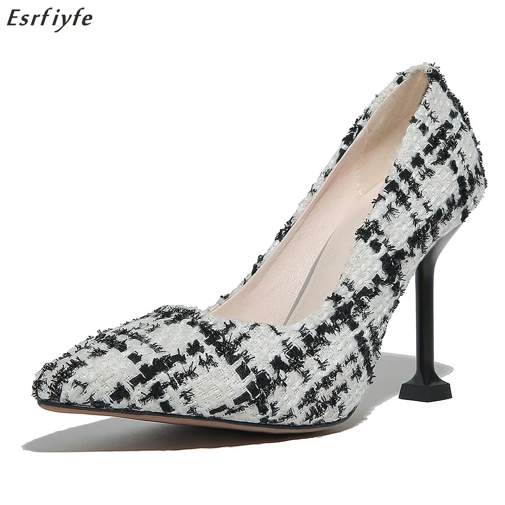 

ESRFIYFE New Female Slip on Convenient Elegant Bride Shoes Office Lady Breathable Shallow Pumps Thin Heels Solid Shoes Woman
