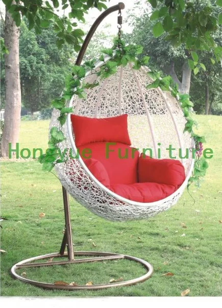 Outdoor white wicker swing hanging chair-in Patio Swings