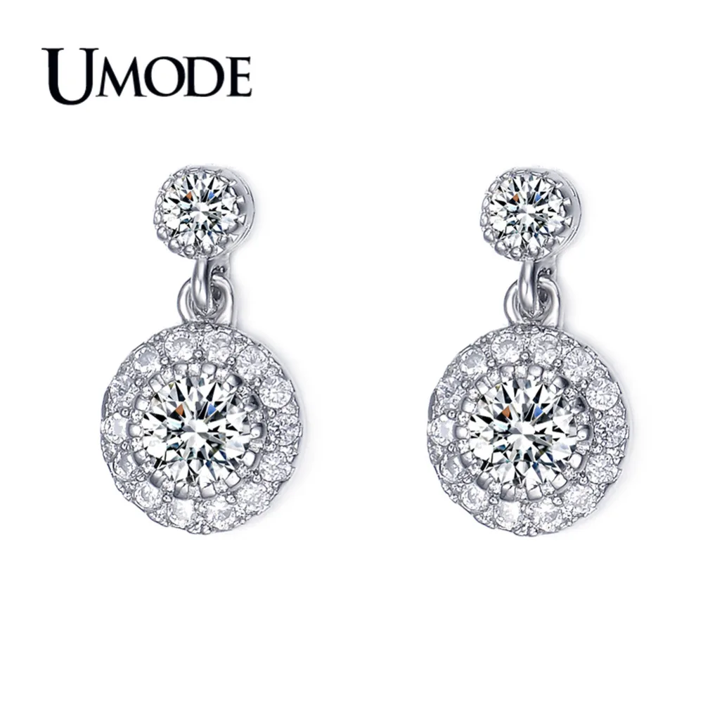 

UMODE Brand White Gold Plated Stud Earrings With AAA+ CZ Diamond Earrings For Women orecchini Cheap Jewelry Stores AUE0097
