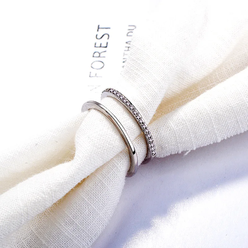 CHUKUI CZ Open Wide Adjustable Ring Double Layers Ring For Women Finger Knuckle Rings Christmas Gift (11)