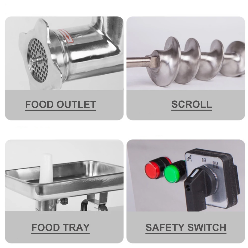 ITOP Commercial ELectric Meat Grinder Stainless Steel Meat Mincer Food Chopper Heavy Duty Food Processors Machine