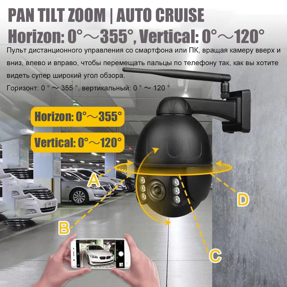 OwlCat наружная HD 5MP PTZ ip камера Wifi двухсторонняя аудио sd карта слот Авто Круиз