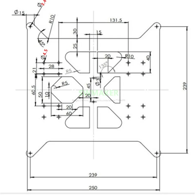 FLSUN I3 Plus Обновление алюминия Y каретки с подогревом опорная пластина 3 мм толщиной 3D части принтера