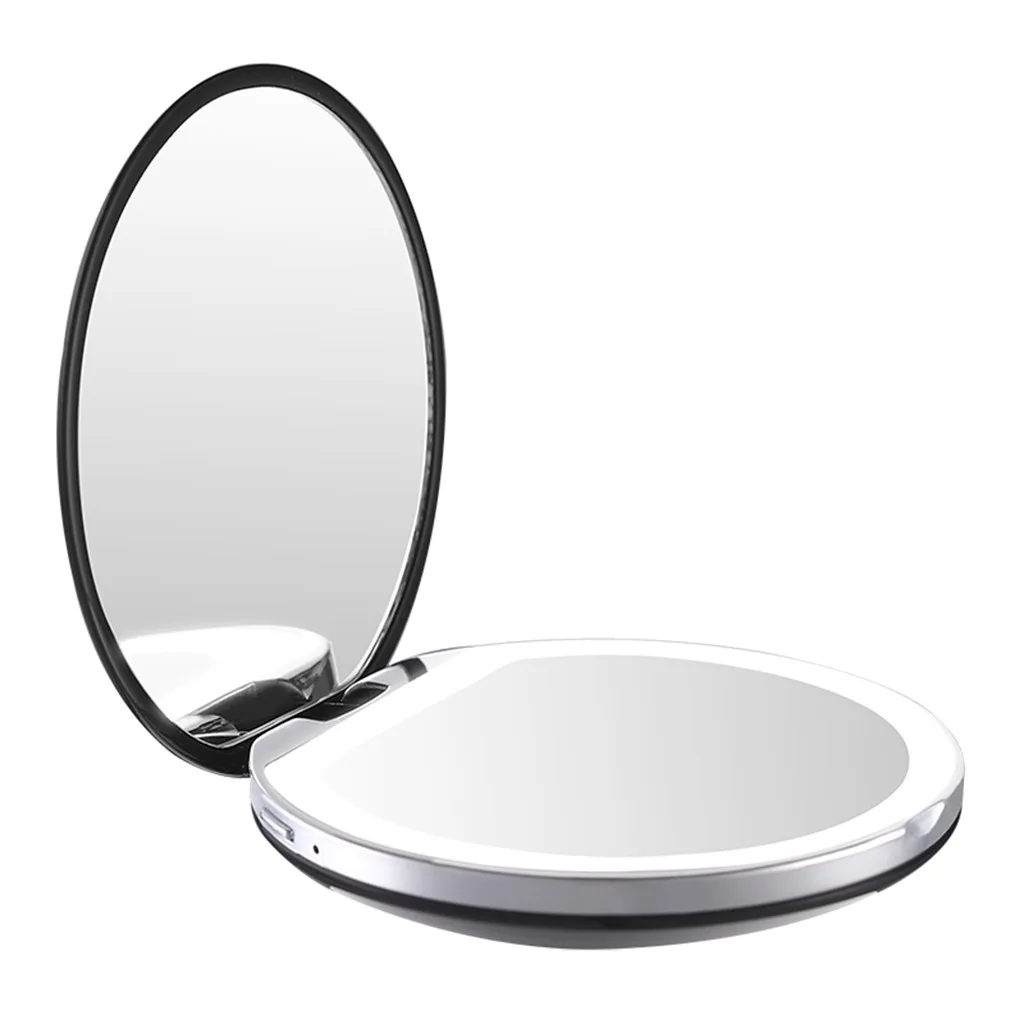 Зеркало для макияжа, линза для женщин, светящаяся мини, портативный светодиодный косметический макияж с лампой для ремонта, круглое маленькое зеркало, инструменты для красоты 19L0709